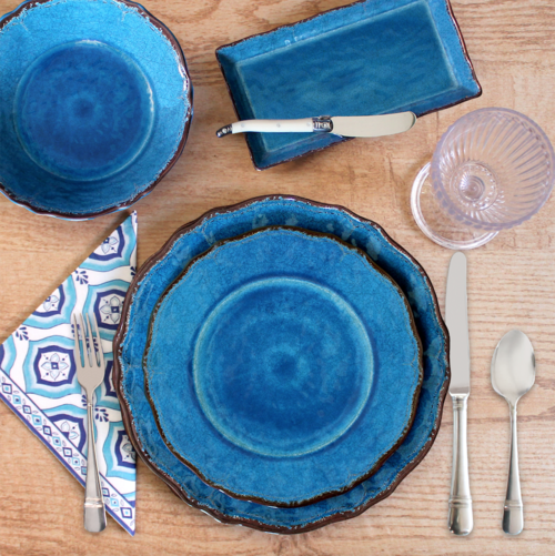 Melamine Dinnerware - Antiqua Blue
